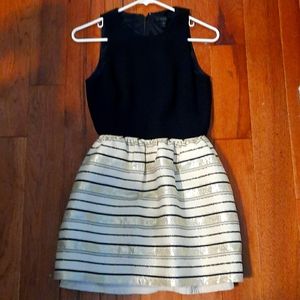 Black dress with off white and gold lines